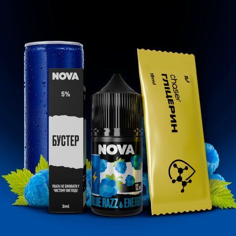 Набір NOVA 30 ml 65 mg BLUE RAZZ ENERGY 44429 фото